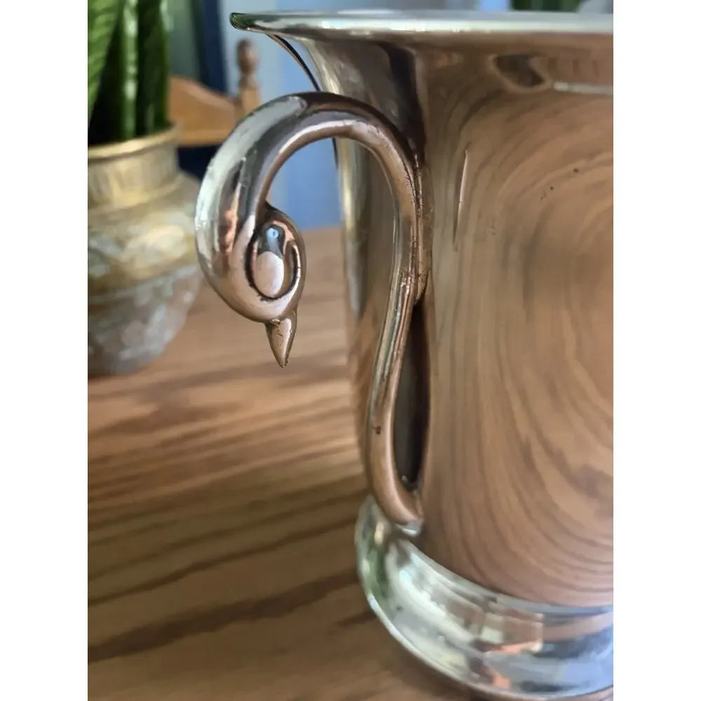 Vintage Kent Silversmith Silver Plate Champagne Ice Bucket With Swan Handles